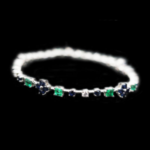 Sapphire, Emerald and Diamond Petal Bracelet