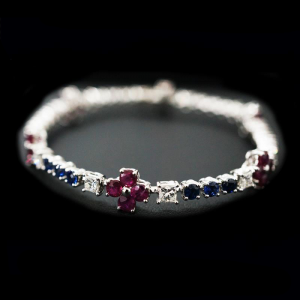 Ruby, Sapphire and Diamond Petals Bracelet