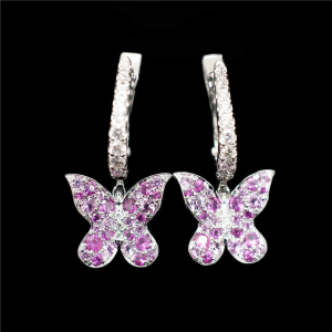 Pink Butterfly Stem  Earrings