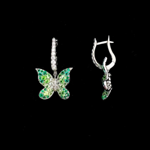 Green Butterfly Stem Earrings