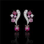 Diamond, Sapphire and Ruby Cluster Earrings