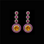 Sapphire, Ruby, Citrine and Topaz Drop Earrings