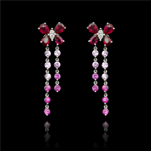 Ruby  Sapphire Butterfly  Earrings