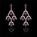 Ruby  Diamond Chandelier Earrings