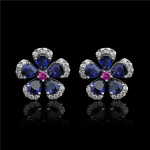 Blue Pansy Earrings