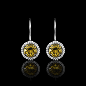 Citrine  Diamond  Halo Wire  Earrings