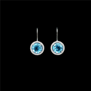 Topaz Diamond Halo Wire Earrings
