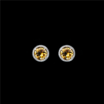 Yellow Citrine Diamond Halo Stud Earrings
