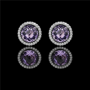 Amethyst Halo Stud