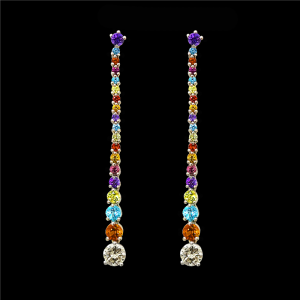 Vapour Diamond, Sapphire, Citrine, Peridot, Garnet, Amethyst and Topaz Earrings