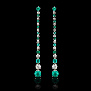 Vapour Diamond and Emerald Earrings