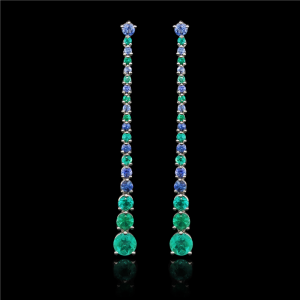 Vapour Emerald and Sapphire Drop Earrings