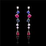 Sapphire and Ruby Knife Edge Earrings