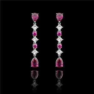 Sequential Ruby Diamonds  Earrings