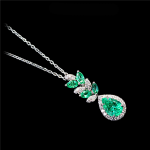 Diamond and Emerald PS Leaf Pendant