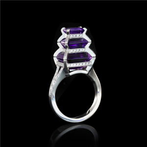 Diamond and Amethyst Temple Ring