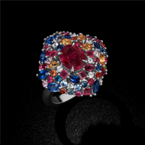Red Dewy Blossom Ring