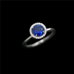 Semi-Dome Sapphire Diamond Ring