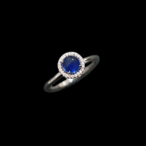 Semi-Dome Sapphire Diamond  Ring