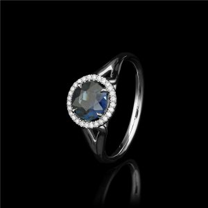 Sapphire Halo Loop Ring