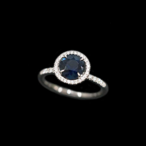 Blue Sapphire Halo Ring