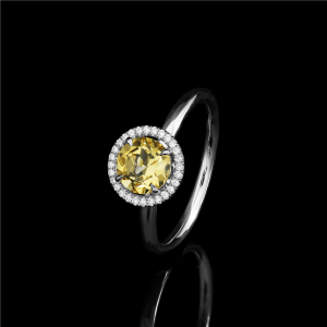 Citrine Diamond Halo Ring