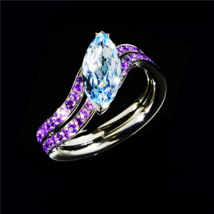 Blue Topaz Double Helix Ring