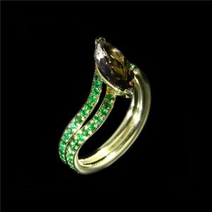 Smoky Quartz Helix Ring