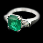 Emerald Trillion Baguette Ring