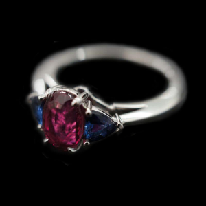 Trillion Sapphire and Tourmaline Ring