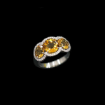 Tre  Citrine Diamond Halo  Ring