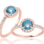 Fashion ring with 7mm round Blue topaz