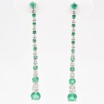 Vapour Emerald And Diamond Platinum Earrings