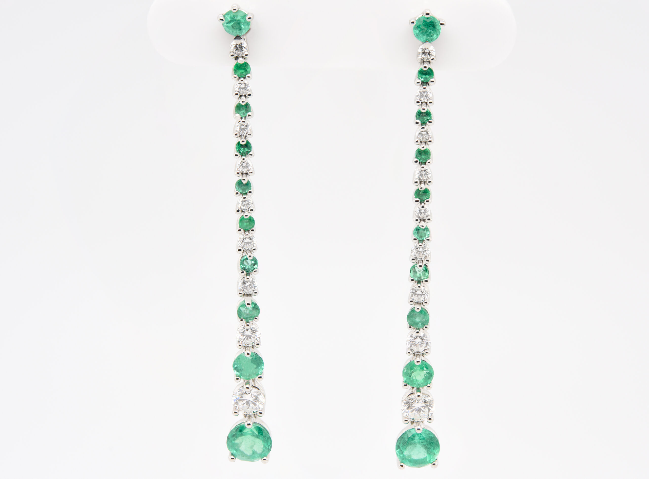 Vapour Emerald And Diamond Platinum Earrings