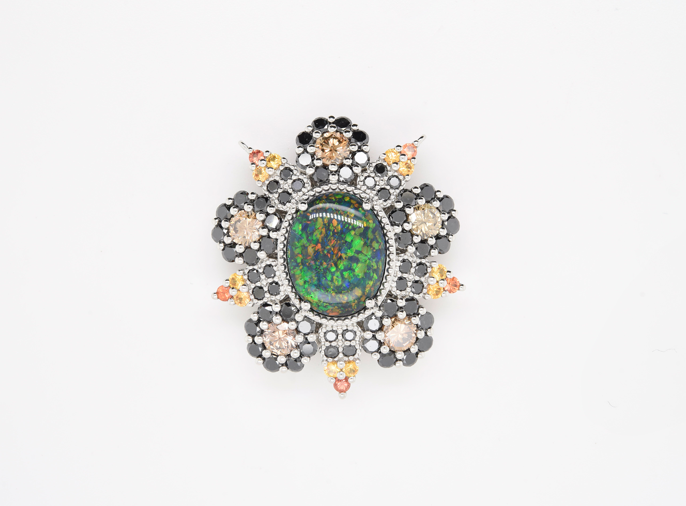 Opal, Sapphire and Diamond Pendant