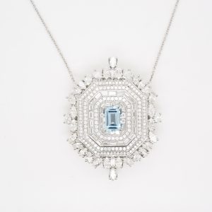 Diamond and Aquamarine Pendant