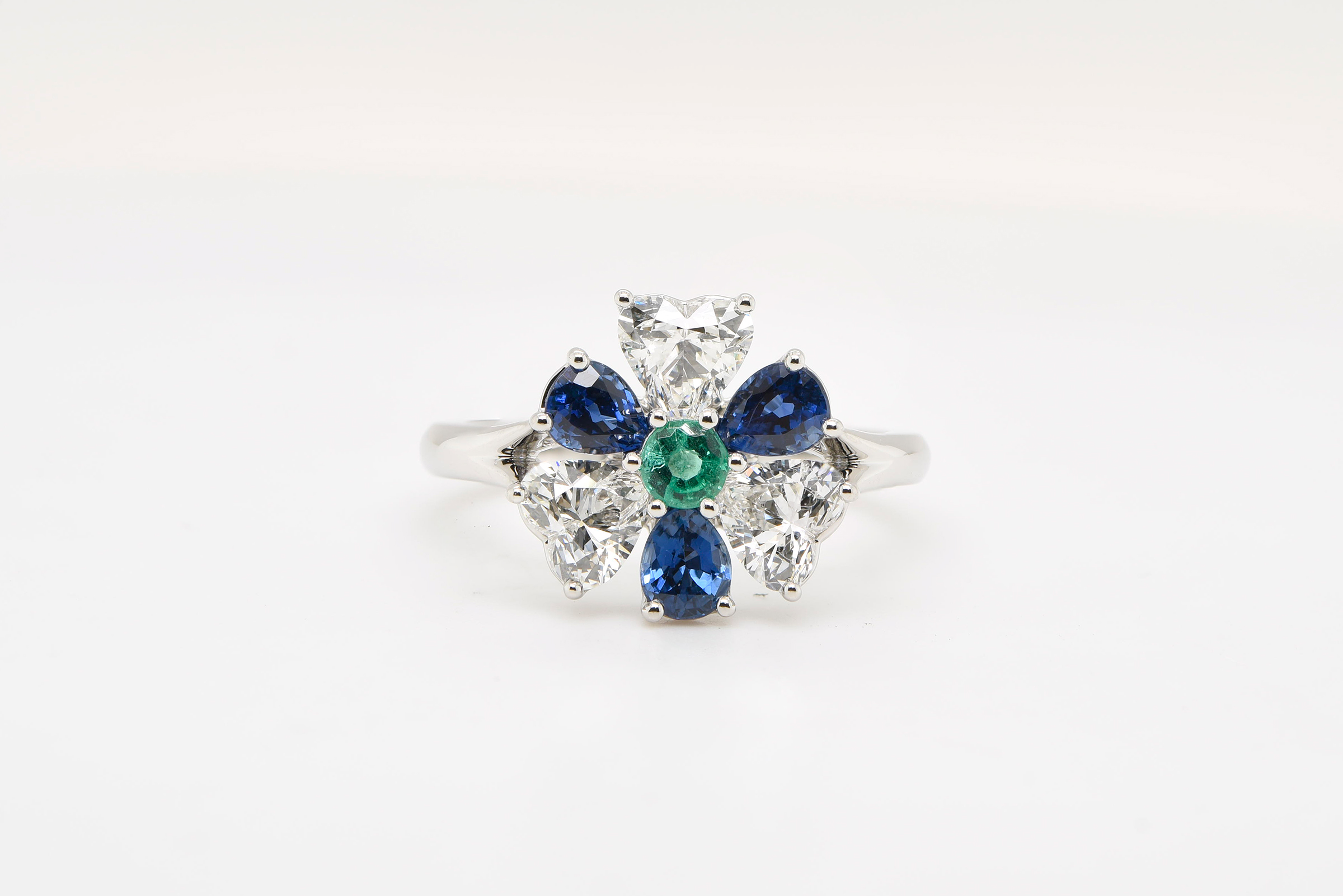 Diamond, Sapphire, Emerald Ring