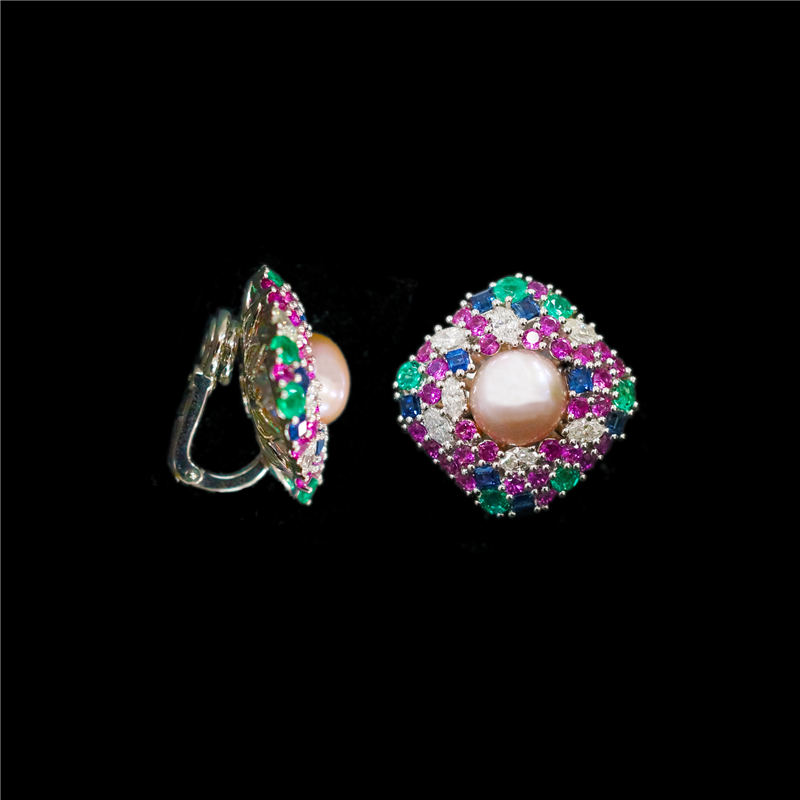 Button Pearl Dewy Blossom Earrings