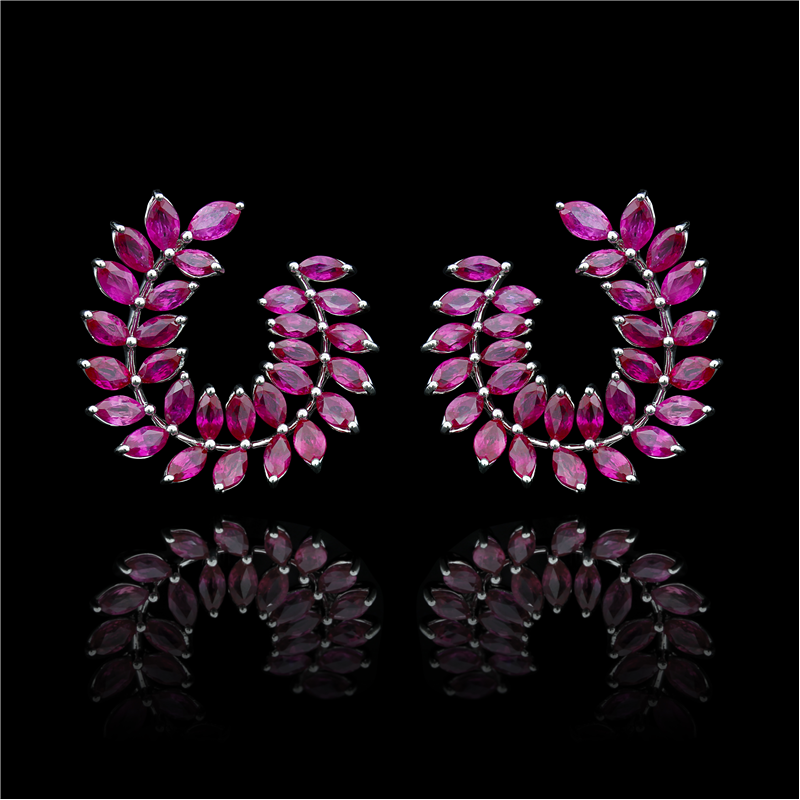 Ruby Leaf Earrings