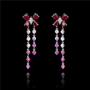Ruby Sapphire Butterfly Earrings