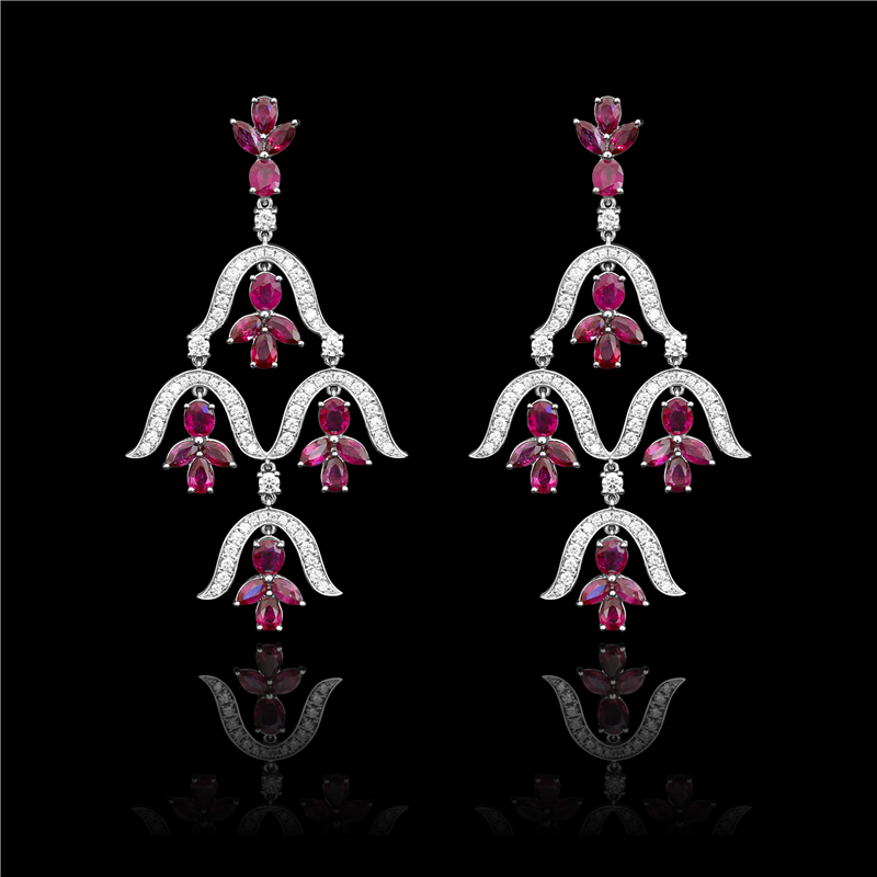 Ruby Diamond Chandelier Earrings