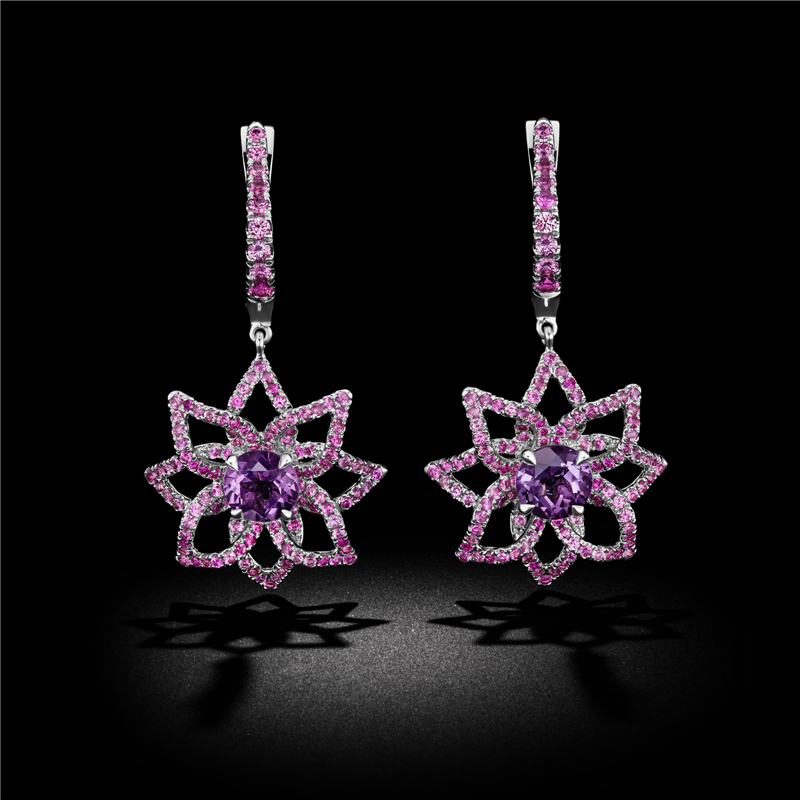 Amethyst Petals Clip Earrings