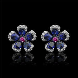 Blue Pansy Earrings