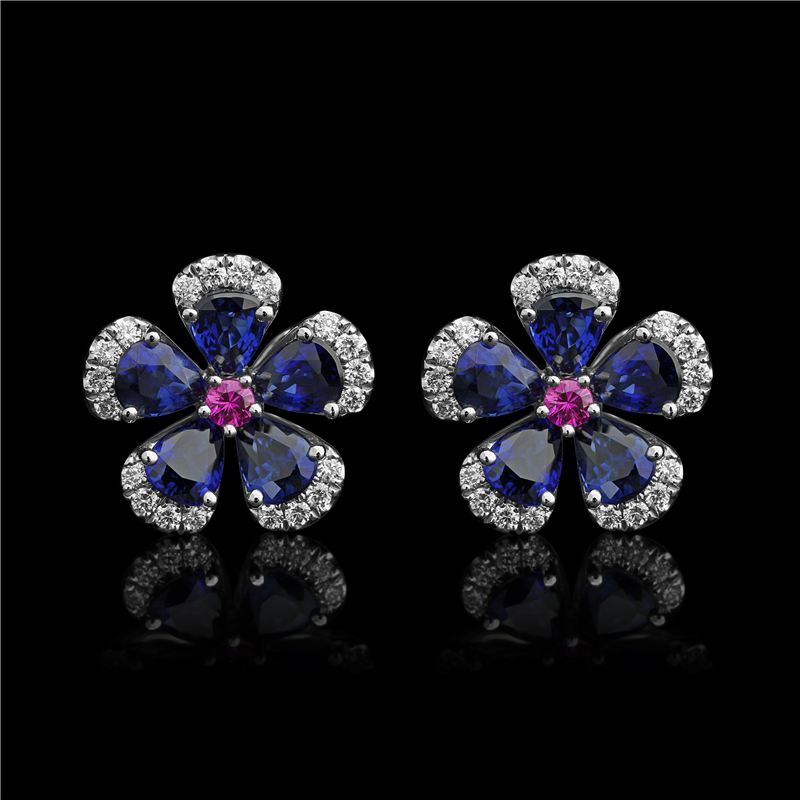 Blue Pansy Earrings