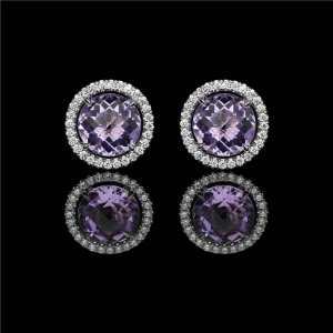 Amethyst Halo Stud