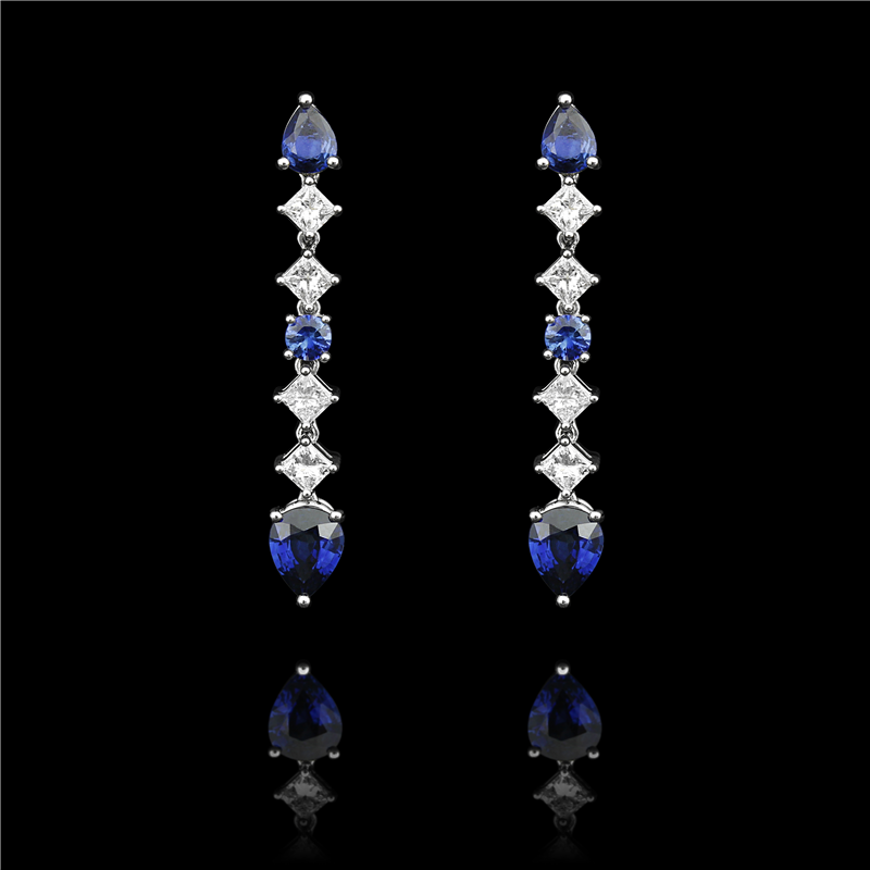 Sequential Sapphire Diamonds Earrings
