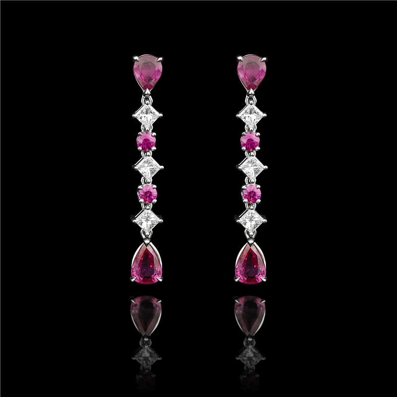 Sequential Ruby Diamonds Earrings