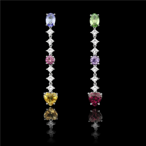 Multi Color Linear Platinum Earrings