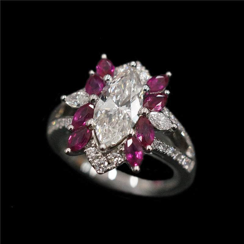 Snow With Fire Platinum Rings