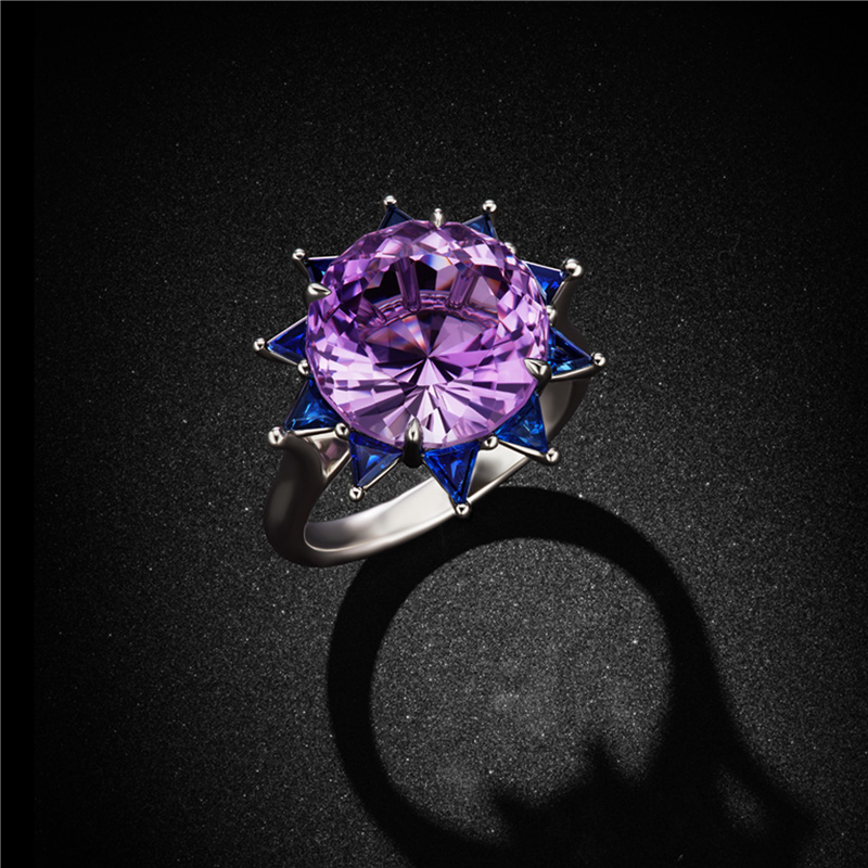 Amethyst And Sapphire 9.50 CTW Platinum Rings